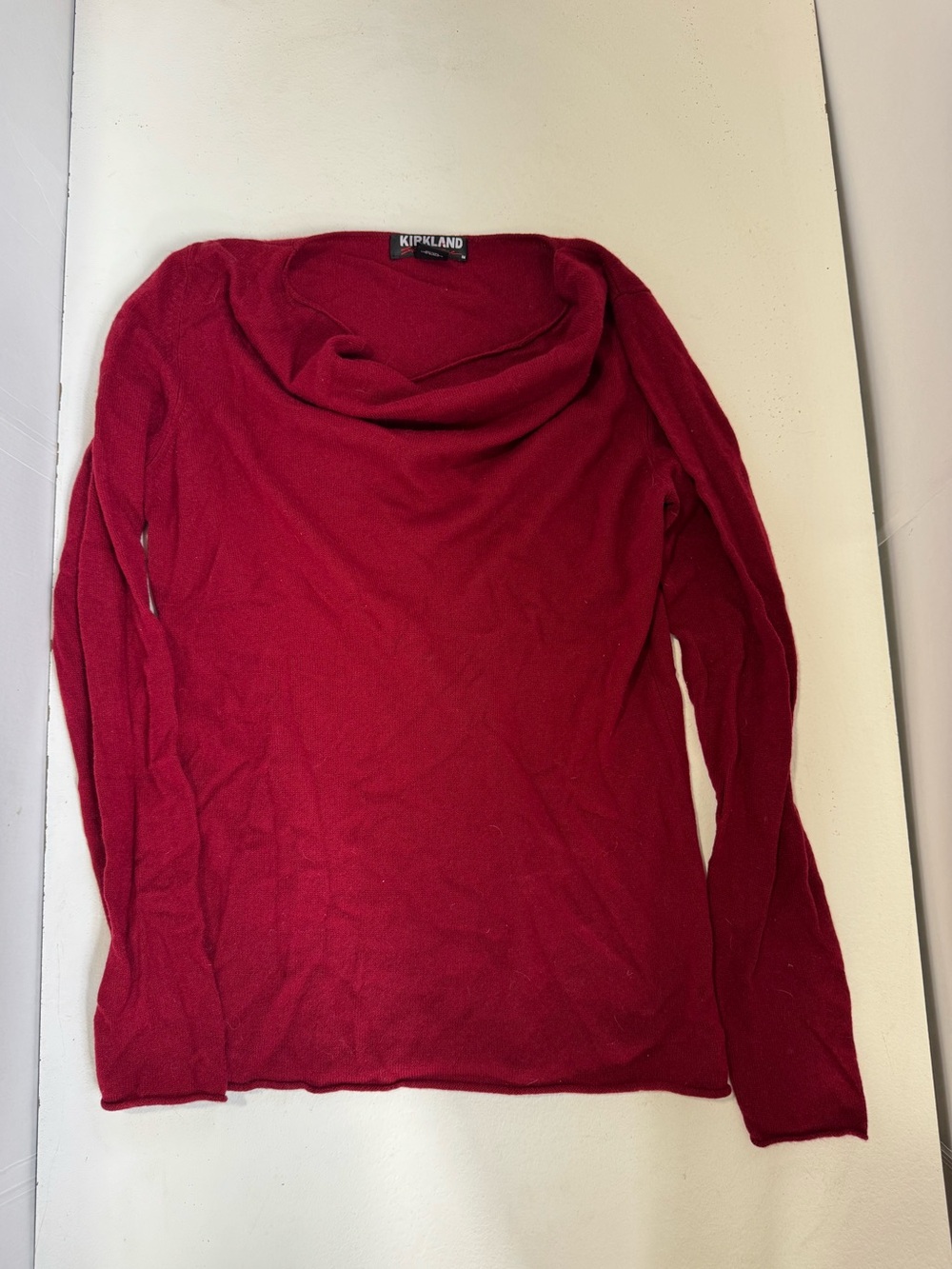 Kirkland Signature 100% cashmere drape cowl neck knit light sweater dark red M